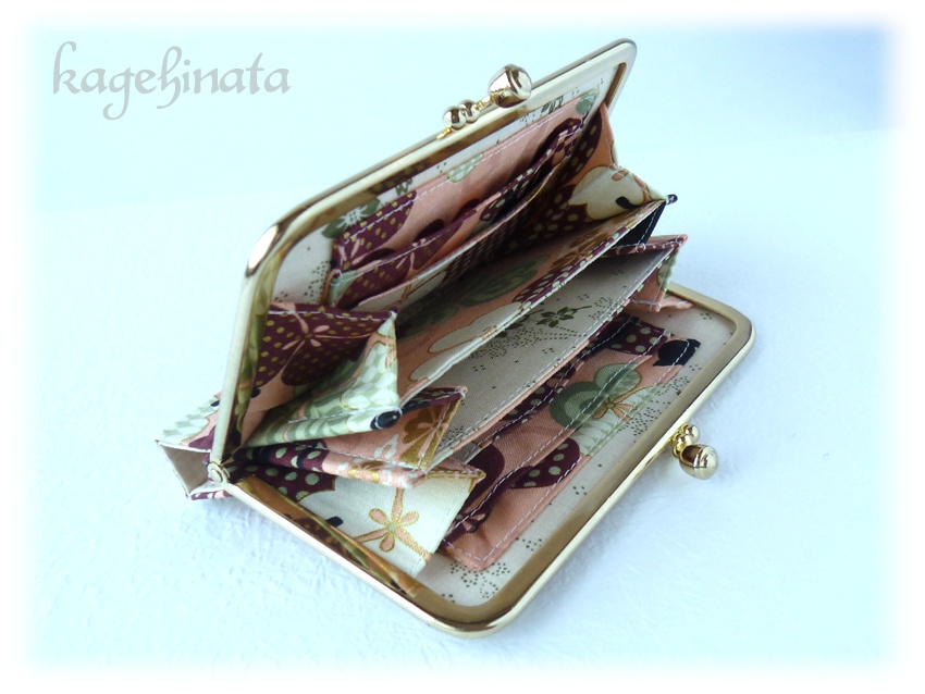 がま口ミニ財布(黒猫クローバー ピンク)