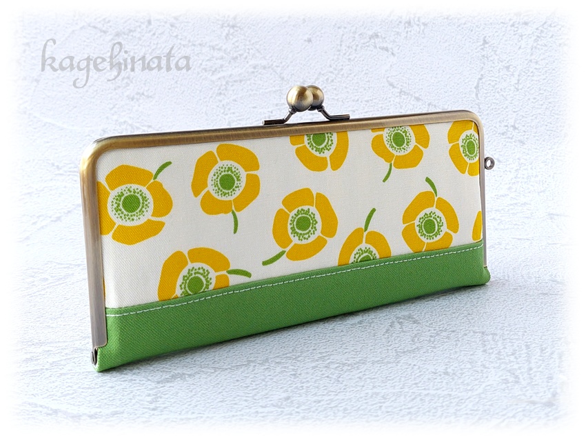 がま口長財布(アネモネ:イエロー×リーフグリーン)
