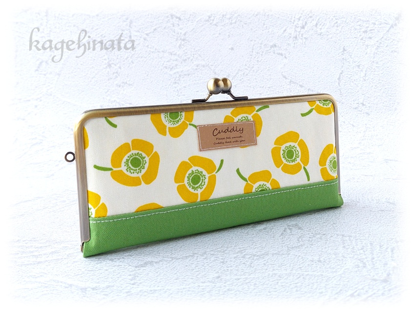 がま口長財布(アネモネ:イエロー×リーフグリーン)