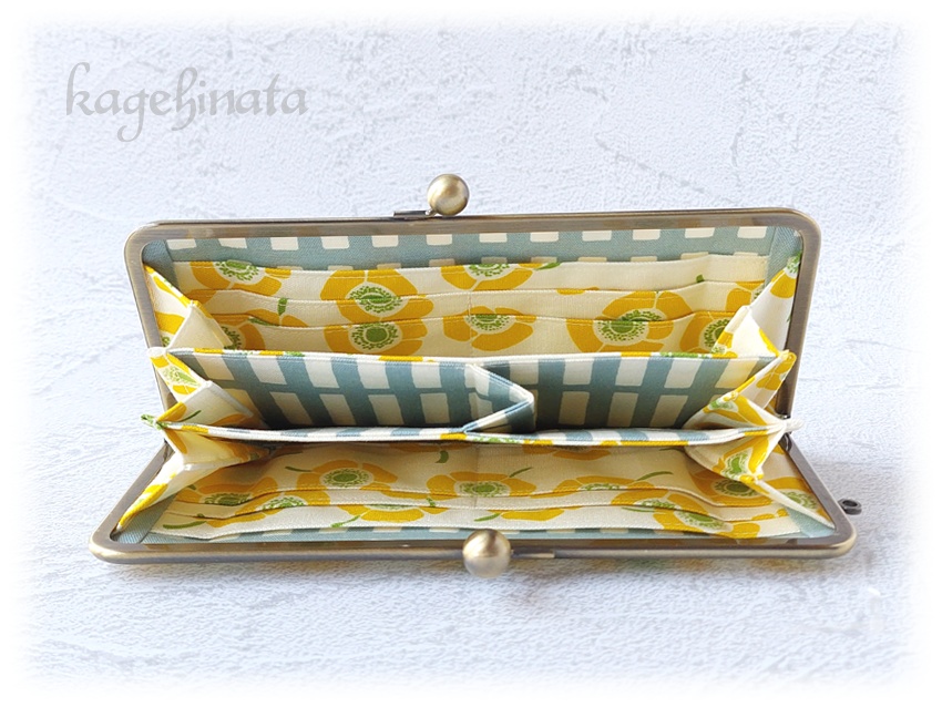 がま口長財布(アネモネ:イエロー×リーフグリーン)