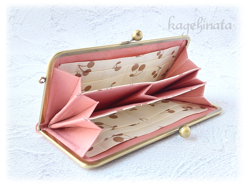 がま口長財布(さくらんぼ:ピンク)