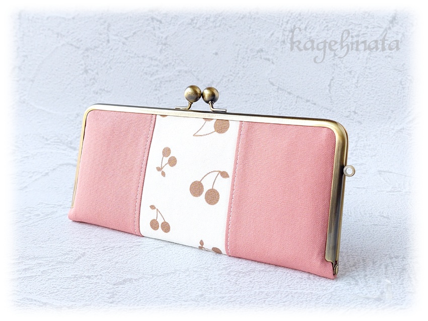 がま口長財布(さくらんぼ:ピンク)
