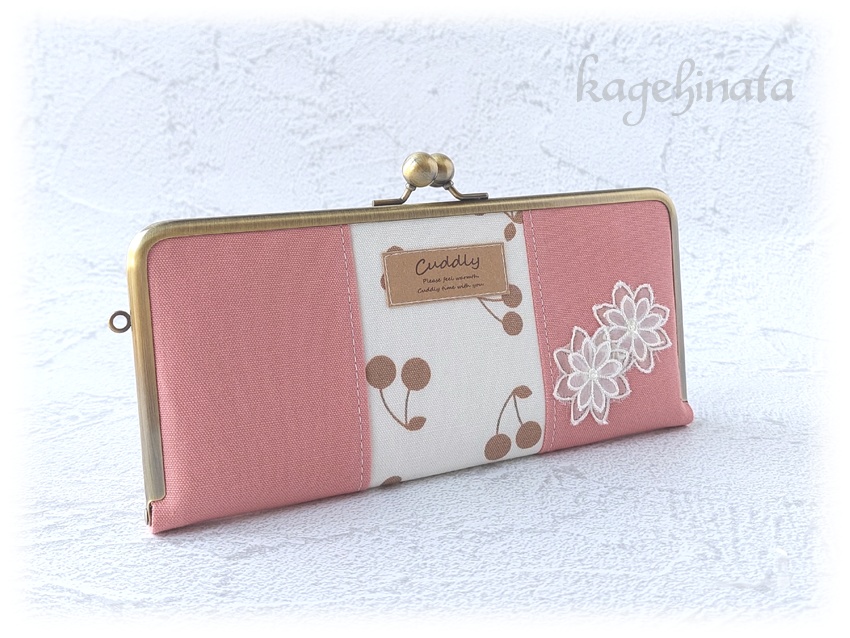 がま口長財布(さくらんぼ:ピンク)