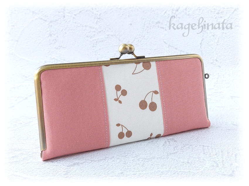 がま口長財布(さくらんぼ:ピンク)