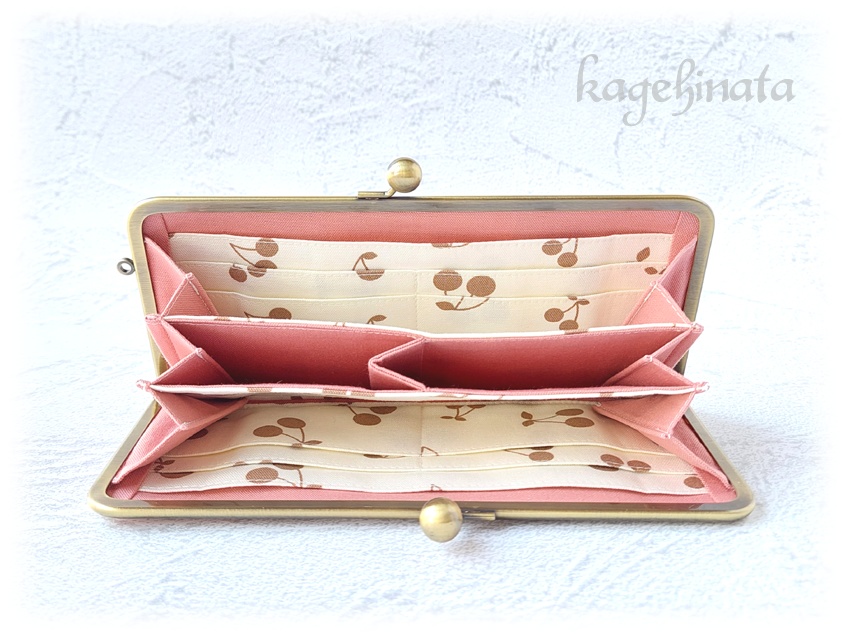 がま口長財布(さくらんぼ:ピンク)