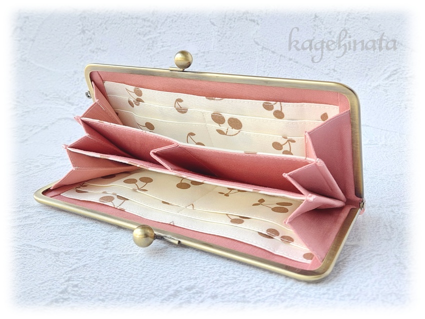 がま口長財布(さくらんぼ:ピンク)