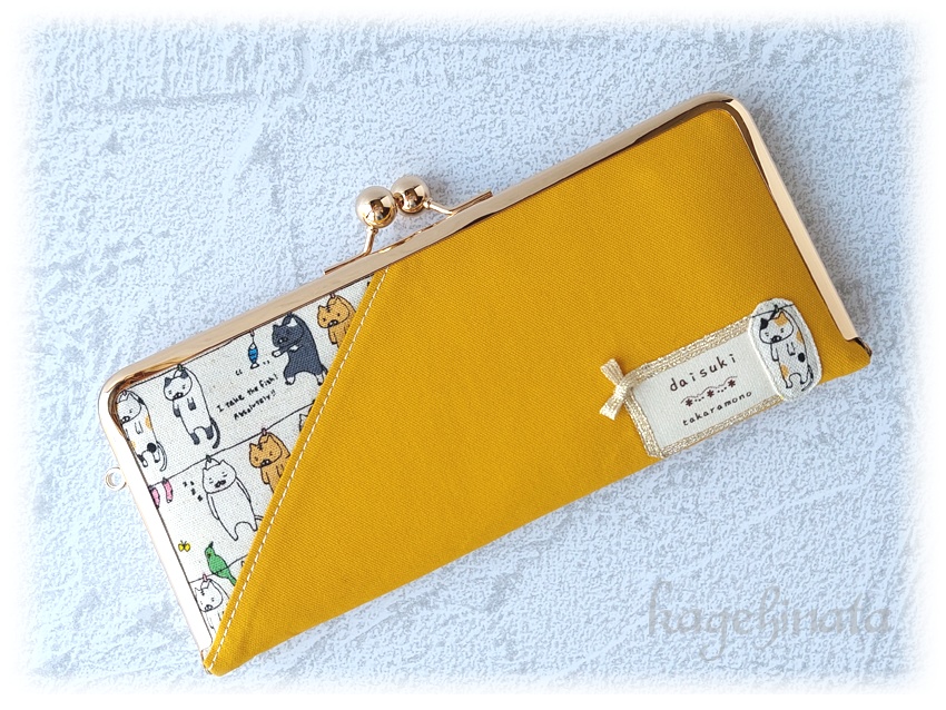 がま口長財布(洗濯ネコ:イエロー)