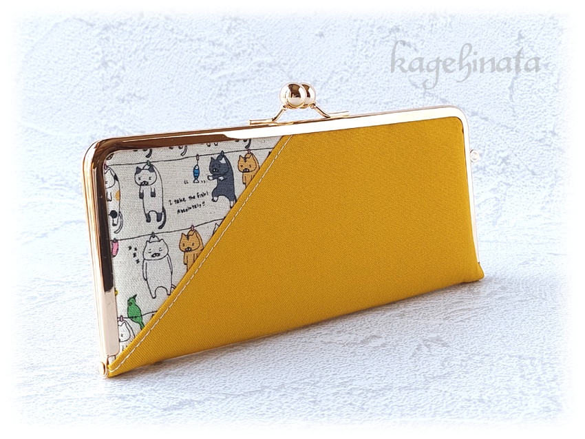 がま口長財布(洗濯ネコ:イエロー)