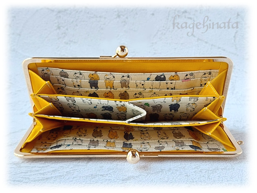 がま口長財布(洗濯ネコ:イエロー)