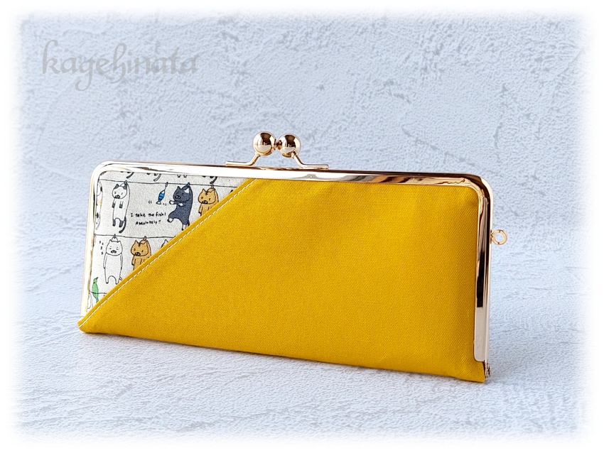 がま口長財布(洗濯ネコ:イエロー)