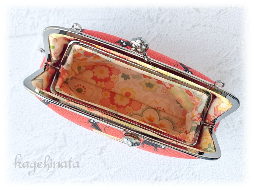 【アウトレット】親子がま口ミニバッグ(音符黒猫:レッド)