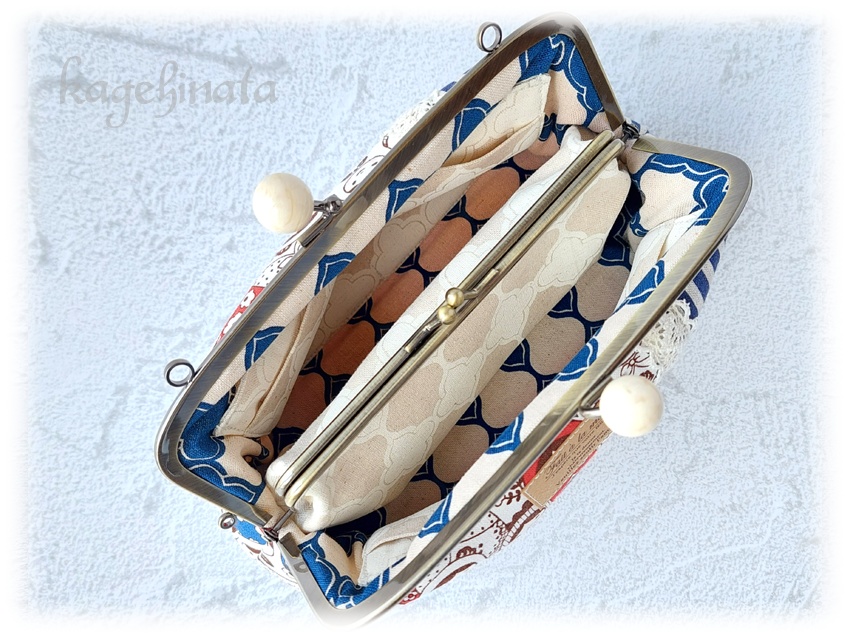 【アウトレット】親子がま口ミニバッグ(マトリョーシカ:ブルー)