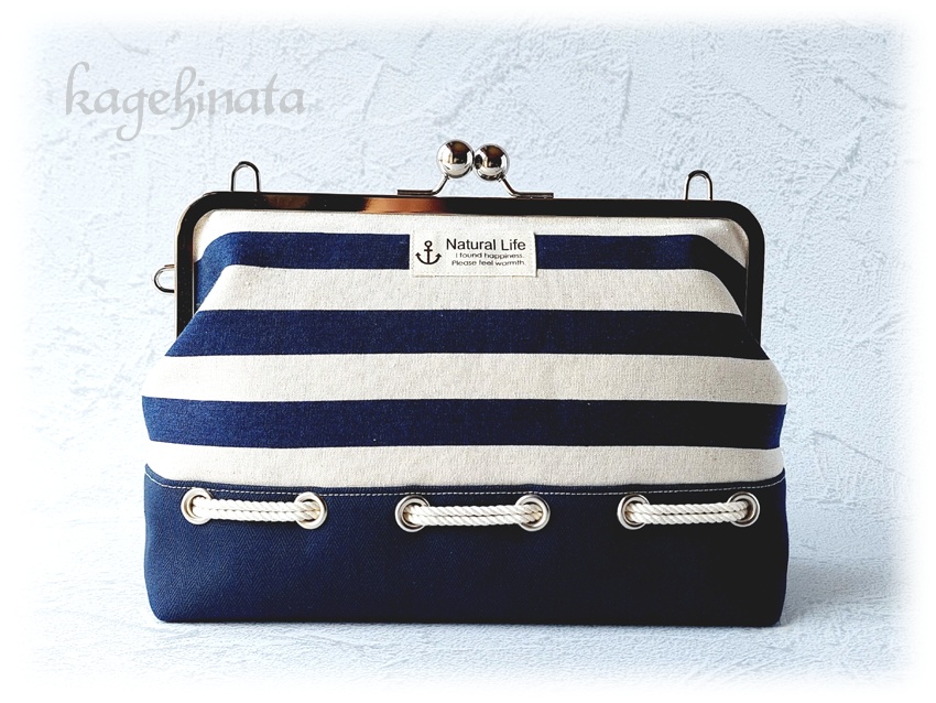 シンプルがま口バッグ(マリン風)