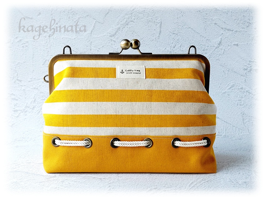 シンプルがま口バッグ(マリン風)