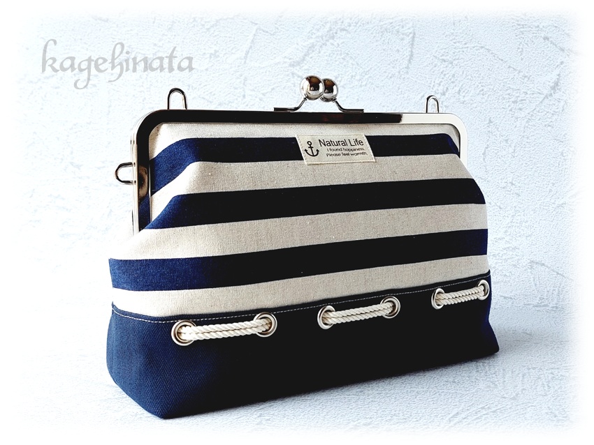 シンプルがま口バッグ(マリン風)