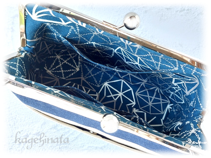 シンプルがま口バッグ(マリン風)