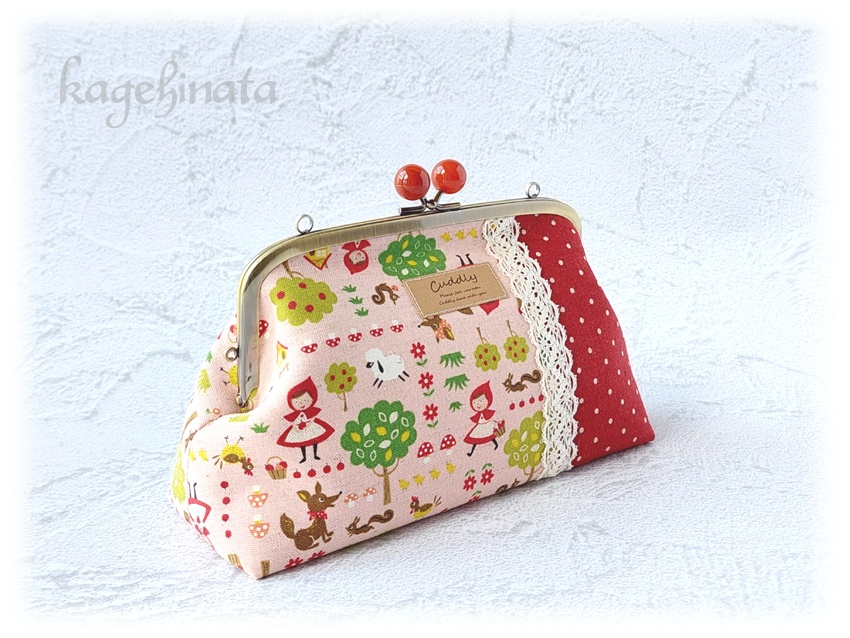 【アウトレット】親子がま口ミニバッグ(赤ずきん:ピンク)