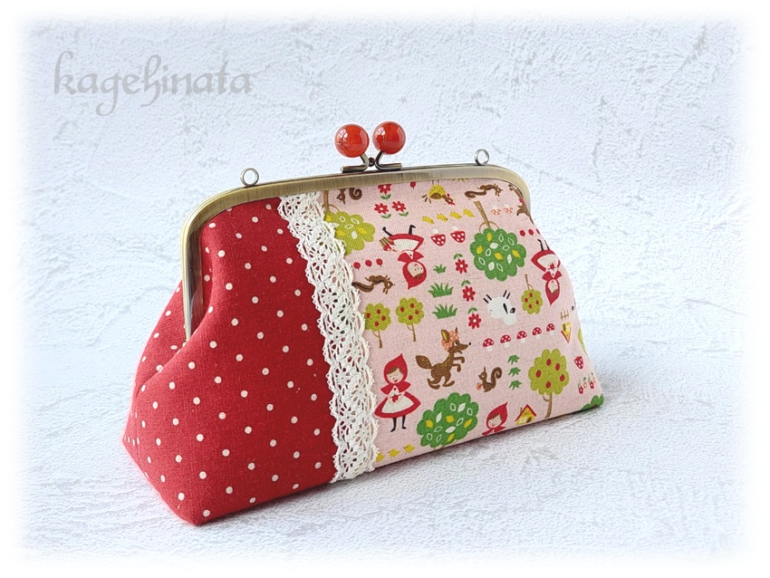 【アウトレット】親子がま口ミニバッグ(赤ずきん:ピンク)