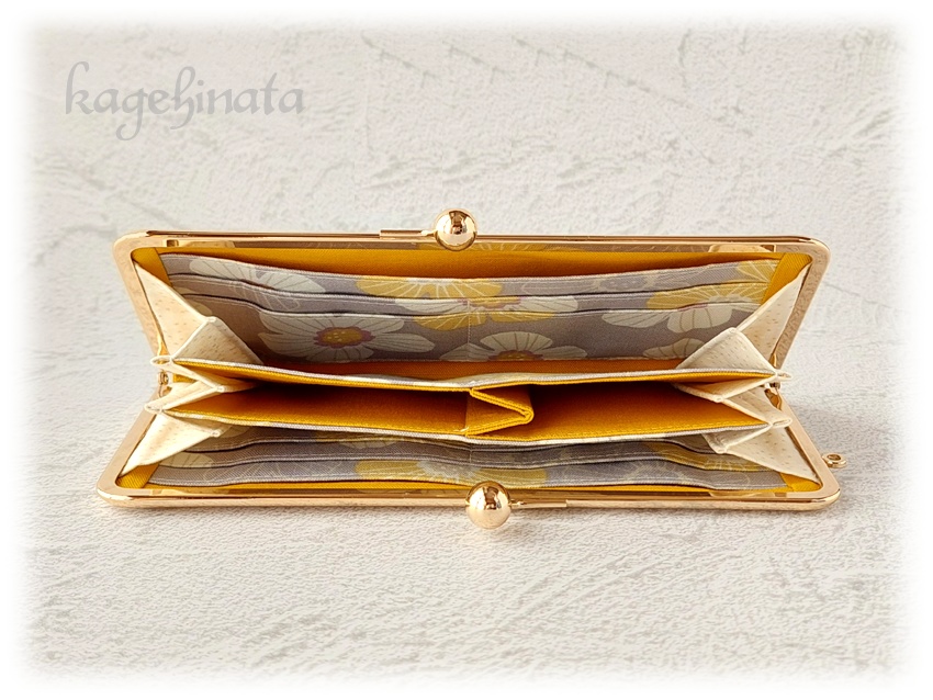 がま口長財布(ユクシクッカ:グレー×イエロー)