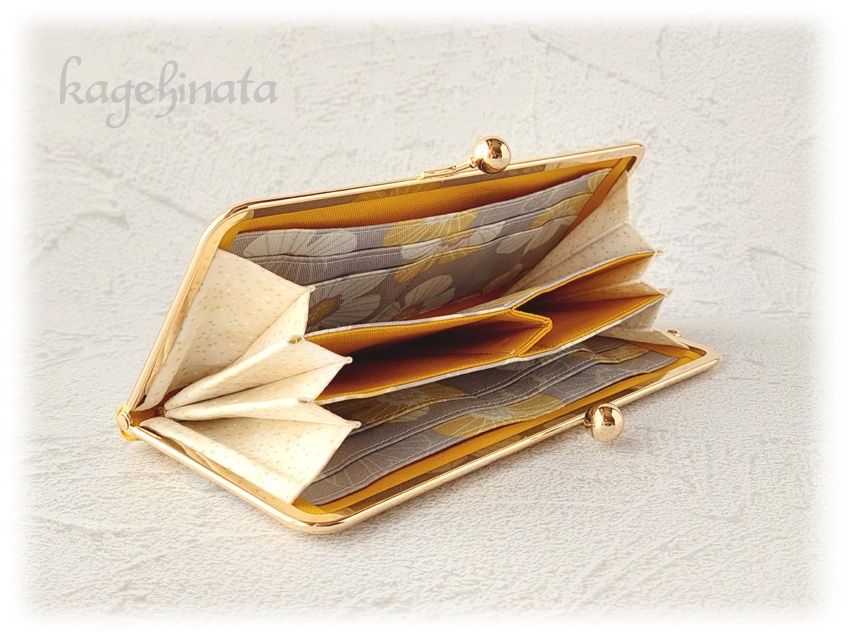 がま口長財布(ユクシクッカ:グレー×イエロー)