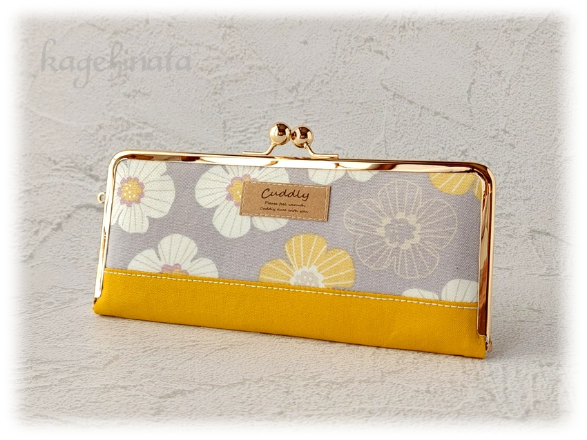 がま口長財布(ユクシクッカ:グレー×イエロー)