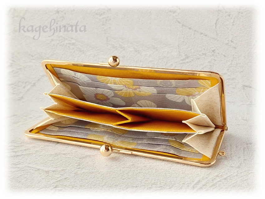 がま口長財布(ユクシクッカ:グレー×イエロー)