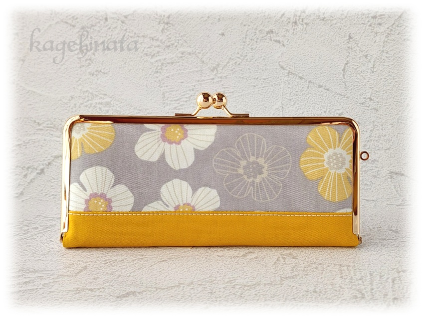 がま口長財布(ユクシクッカ:グレー×イエロー)