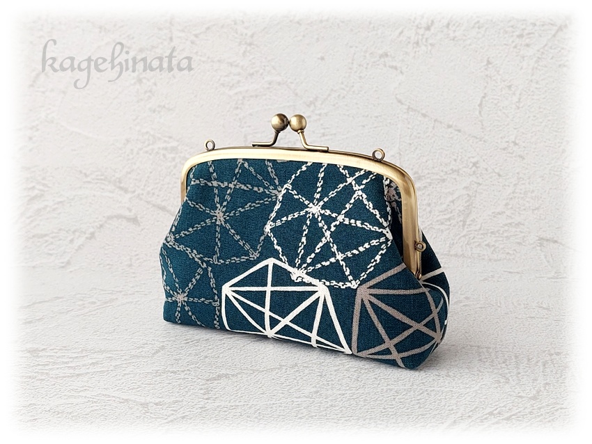 親子がま口ポーチ(ダイヤ:ネイビー)