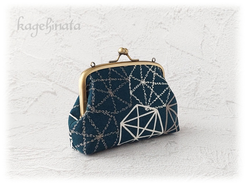 親子がま口ポーチ(ダイヤ:ネイビー)