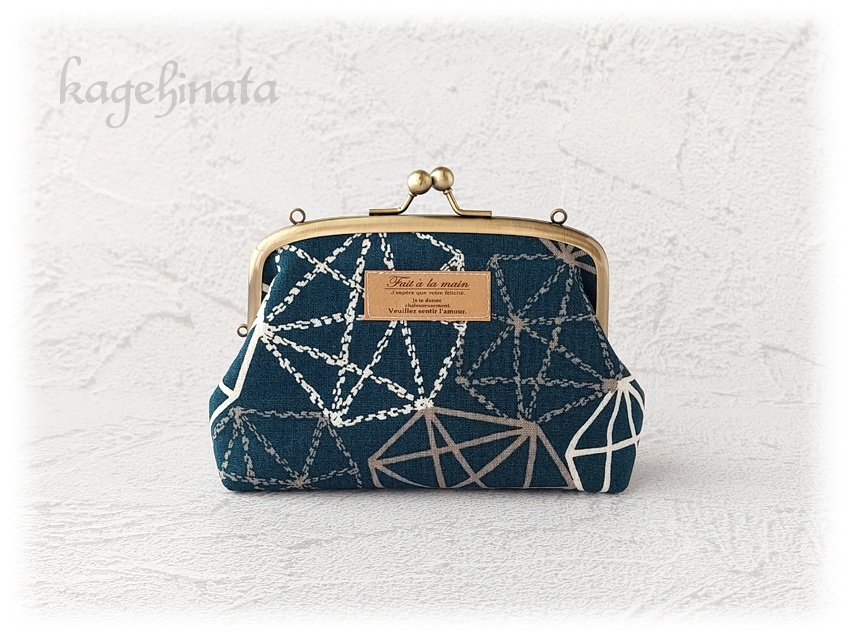 親子がま口ポーチ(ダイヤ:ネイビー)