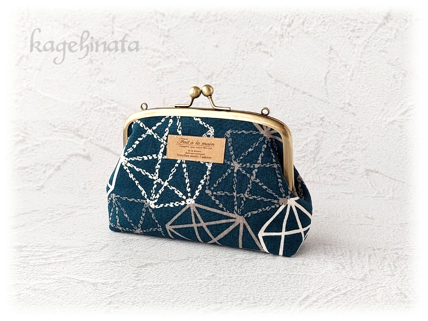 親子がま口ポーチ（ダイヤ：ネイビー）