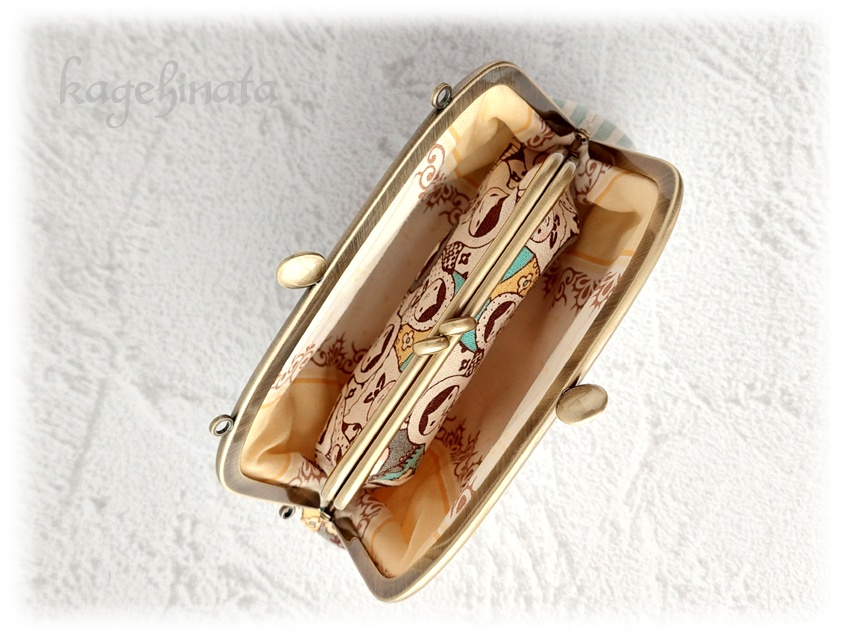 親子がま口ポーチ(マトリョーシカ:ペールグリーン)