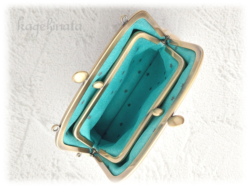 親子がま口ポーチ(黒猫クローバー:アイボリー)