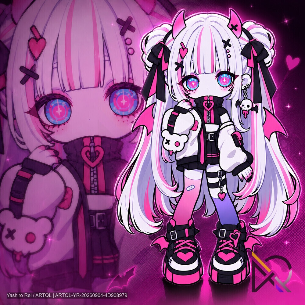 病みかわ小悪魔SD立ち絵｜透過PNG｜TRPG・SNS素材