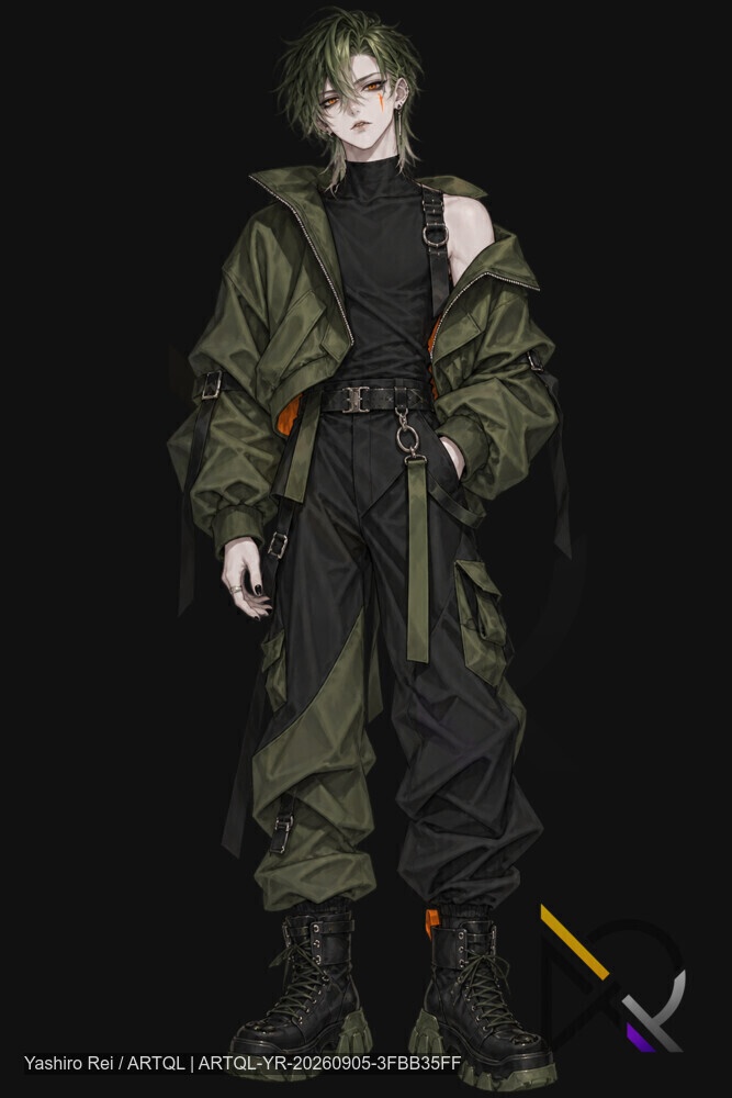【立ち絵素材】現代ダーク系・美形男性キャラクター6体セット|全身立ち絵&顔アイコン12点