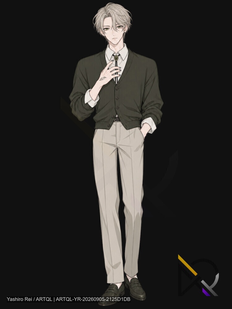 【立ち絵素材】現代ダーク系・美形男性キャラクター6体セット|全身立ち絵&顔アイコン12点