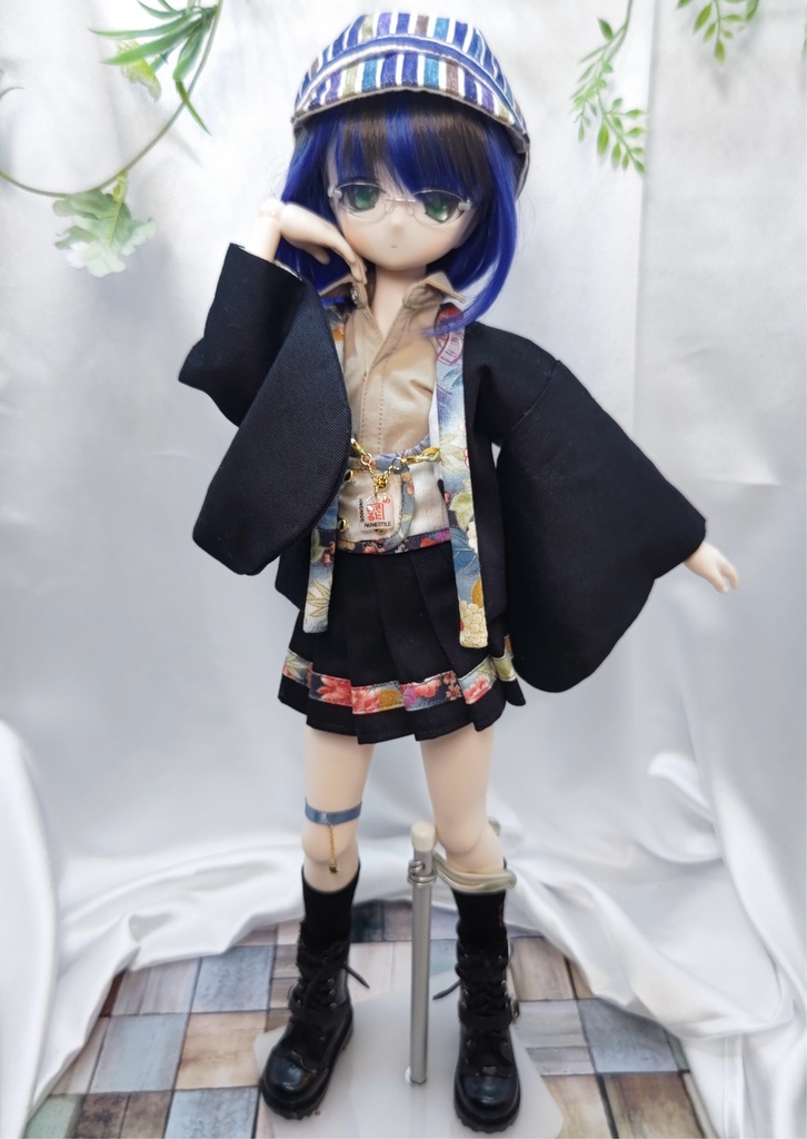 ☆【SALE】私立あかねすたいる学園制服セット MDD/DDPサイズ(白×水色地に花柄)☆