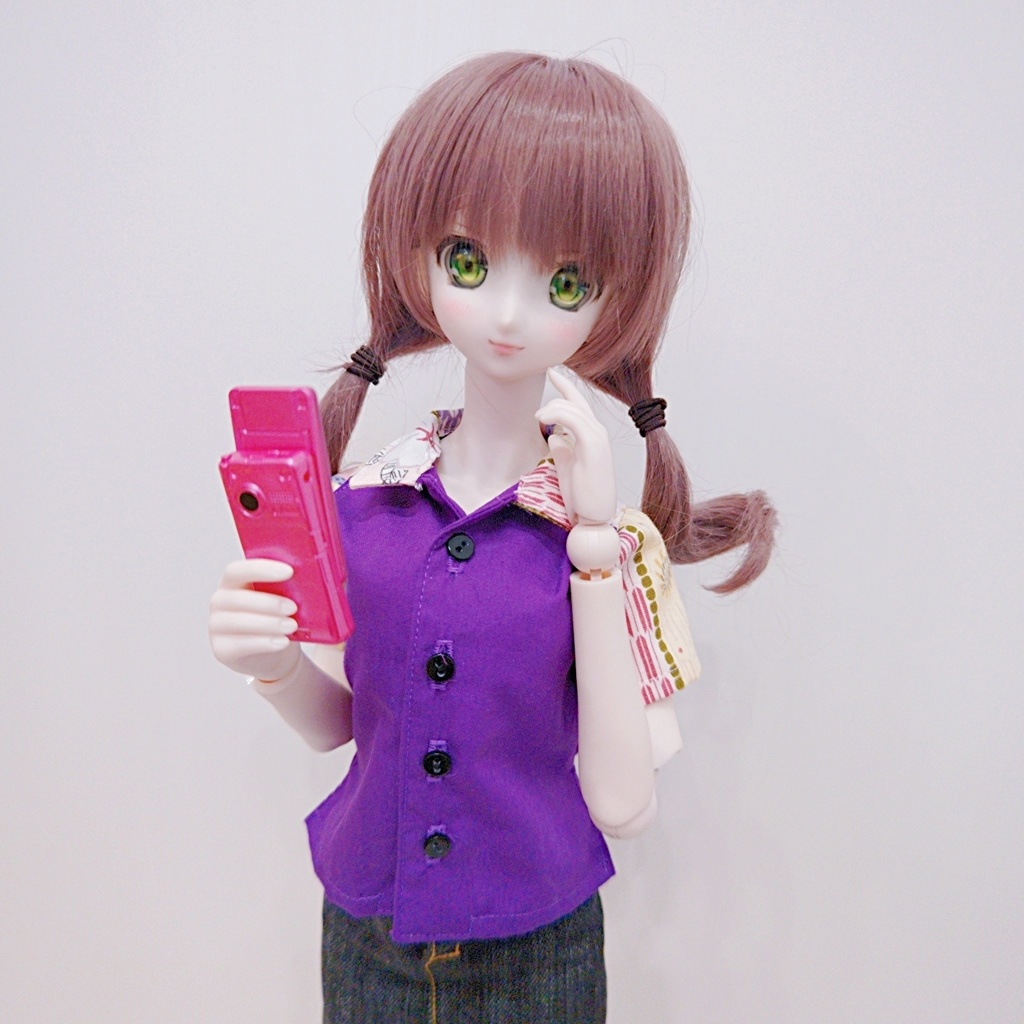 ☆60cmドール向けアロハシャツ(顔文字令和梅)☆