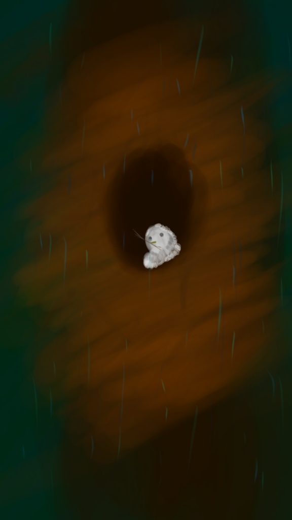 雨の中の巣籠