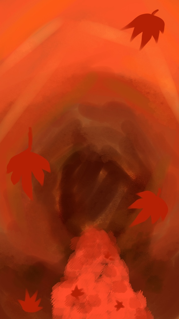 夕暮れの紅葉道