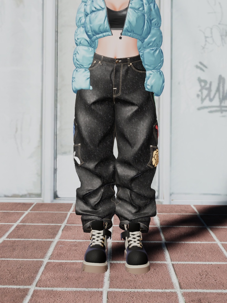 【3D衣装】Multi Pocket Rigid Jeans & Short Boots SET (EasternWindアバター対応)