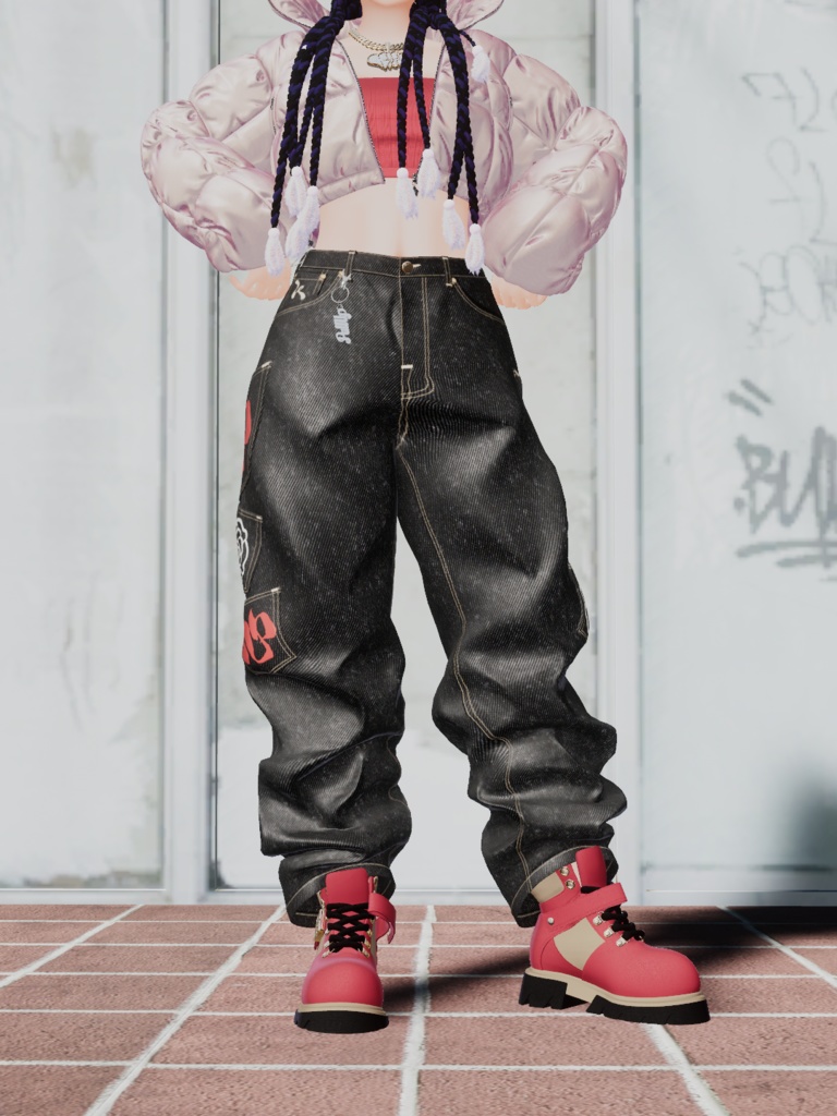 【3D衣装】Multi Pocket Rigid Jeans & Short Boots SET (EasternWindアバター対応)