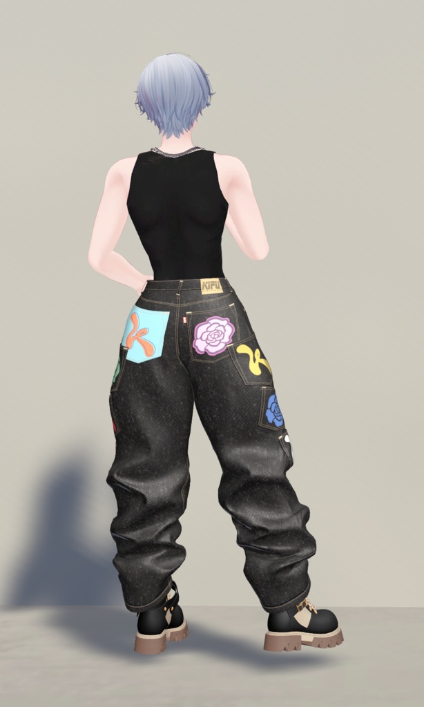 【3D衣装】Multi Pocket Rigid Jeans & Short Boots SET