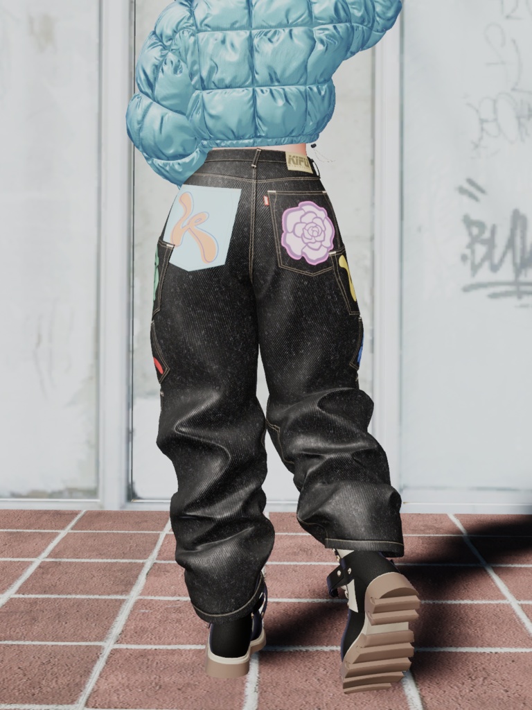 【3D衣装】Multi Pocket Rigid Jeans & Short Boots SET (EasternWindアバター対応)
