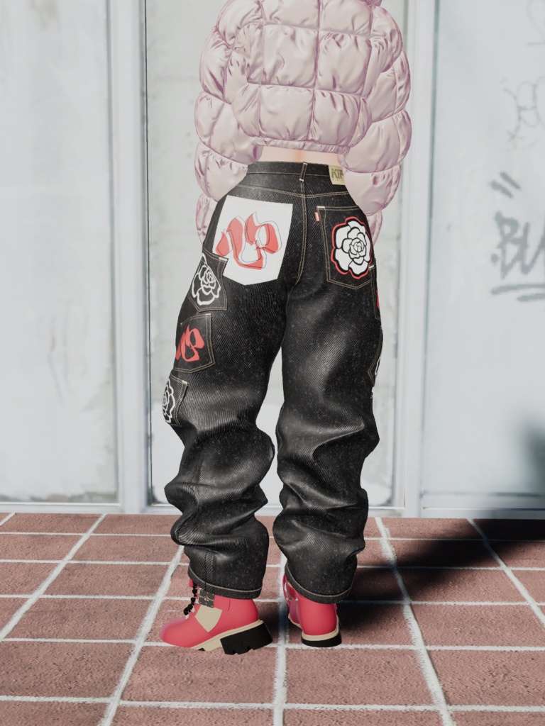 【3D衣装】Multi Pocket Rigid Jeans & Short Boots SET (EasternWindアバター対応)