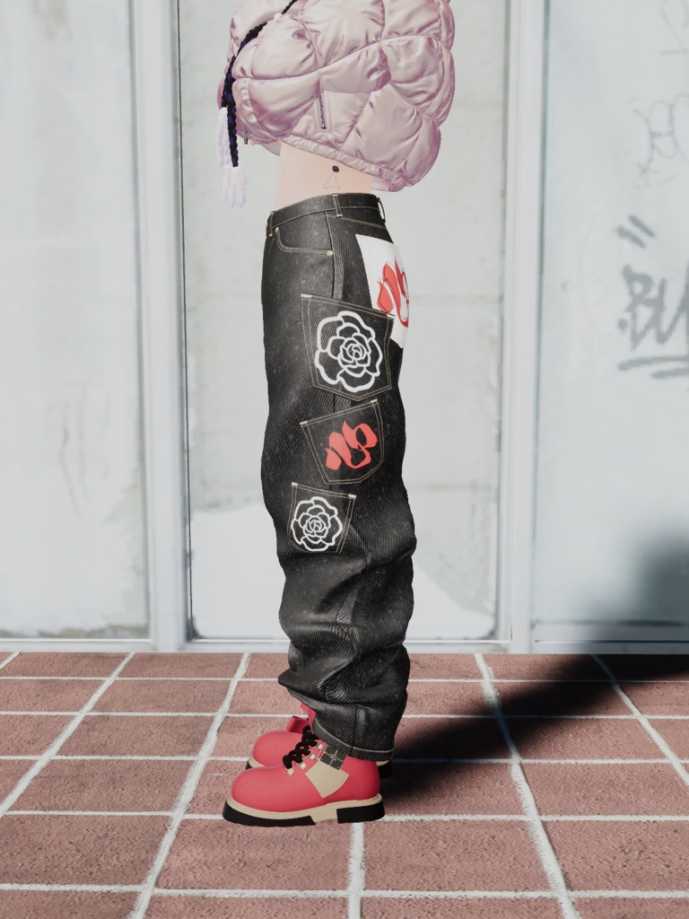 【3D衣装】Multi Pocket Rigid Jeans & Short Boots SET (EasternWindアバター対応)