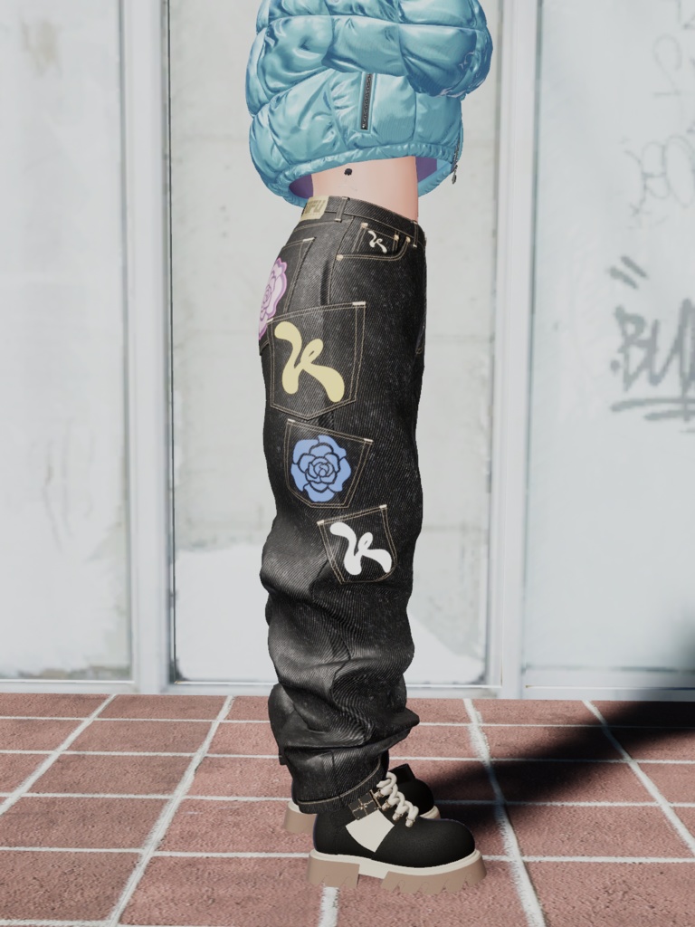 【3D衣装】Multi Pocket Rigid Jeans & Short Boots SET (EasternWindアバター対応)
