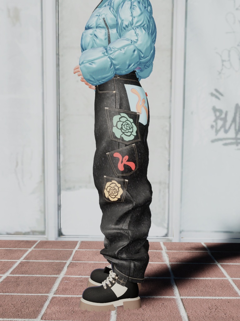 【3D衣装】Multi Pocket Rigid Jeans & Short Boots SET (EasternWindアバター対応)