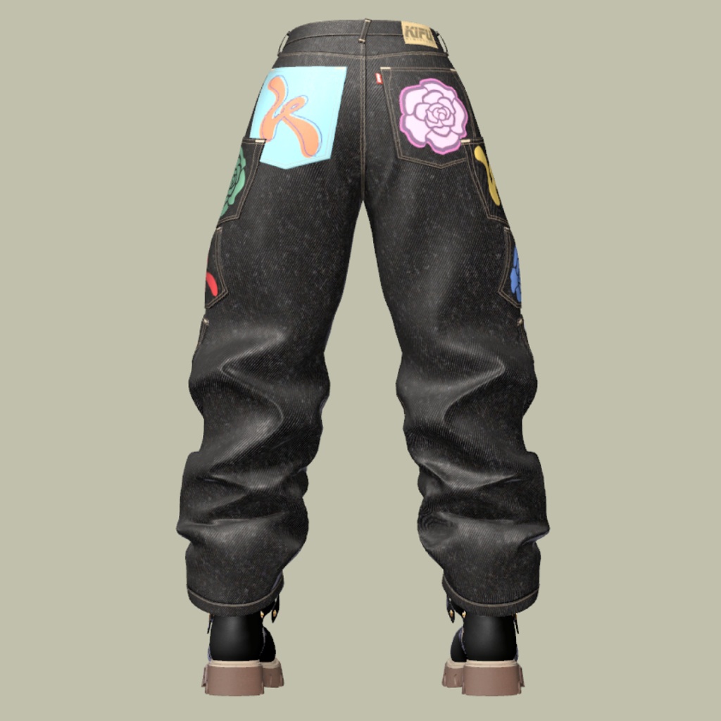 【3D衣装】Multi Pocket Rigid Jeans & Short Boots SET (EasternWindアバター対応)