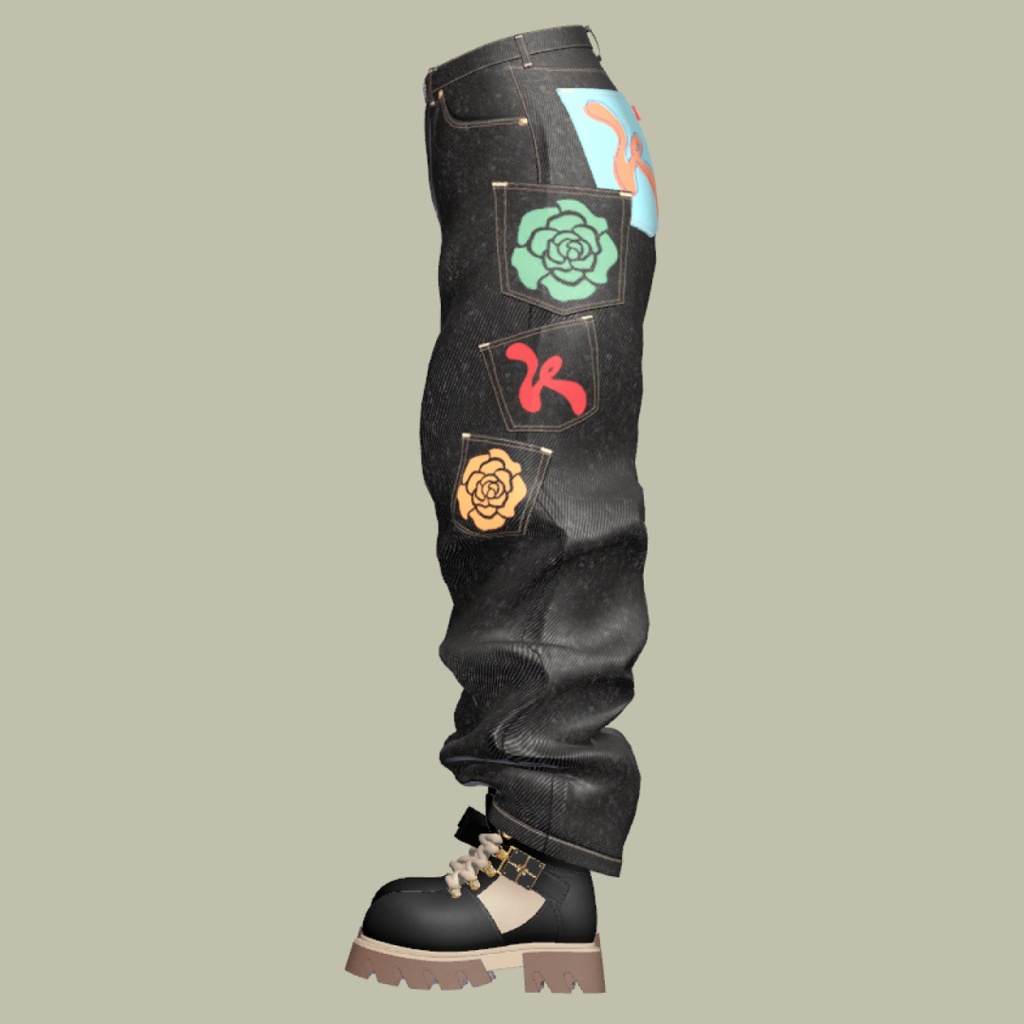 【3D衣装】Multi Pocket Rigid Jeans & Short Boots SET (EasternWindアバター対応)